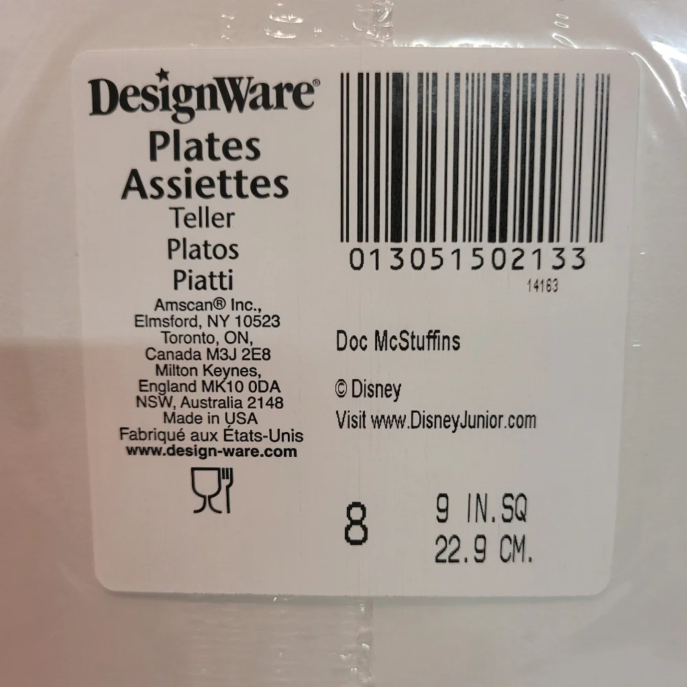 Disney doc mcstuffins discontinued paper plates 10 pack with 8 each